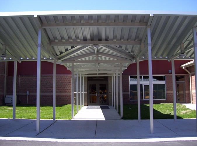 Mitchell Metals aluminum gabled canopy project