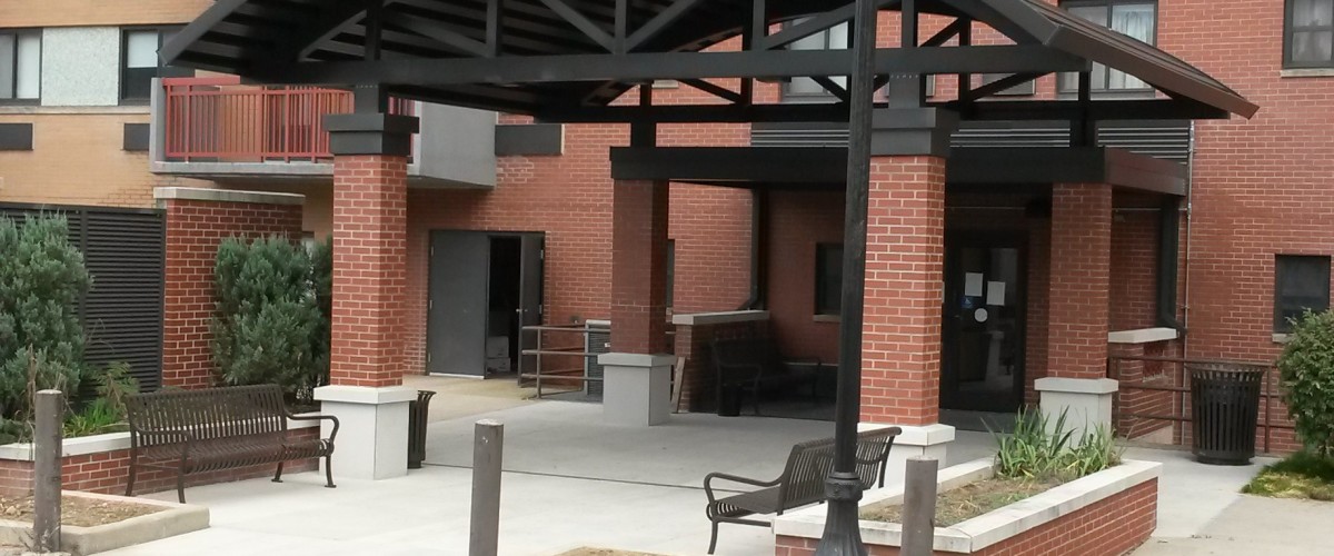 metal canopy at JFK Apartments