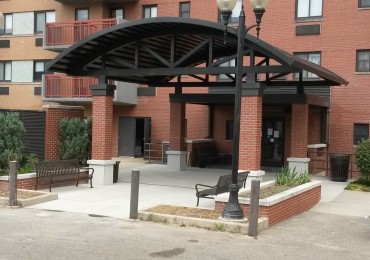 metal canopy at JFK Apartments